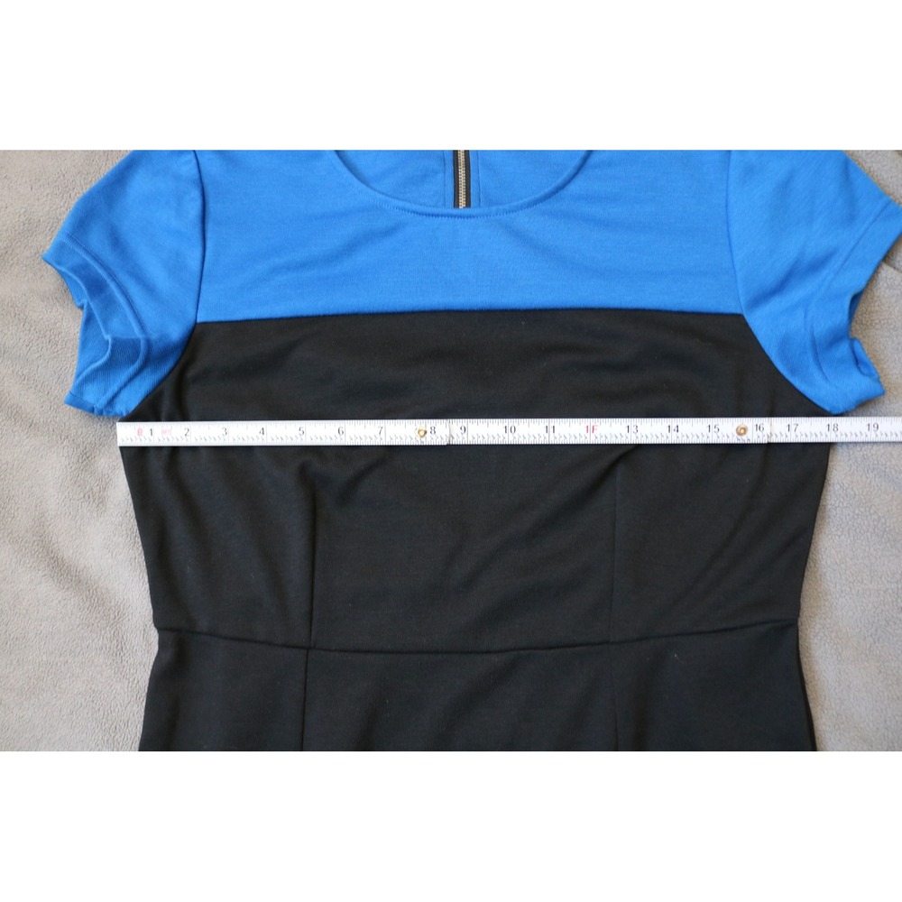 DKNYC Colorblock Sheath Dress Women Small Black Blue Green Short Sleeve Zip Back - Picture 4 of 13